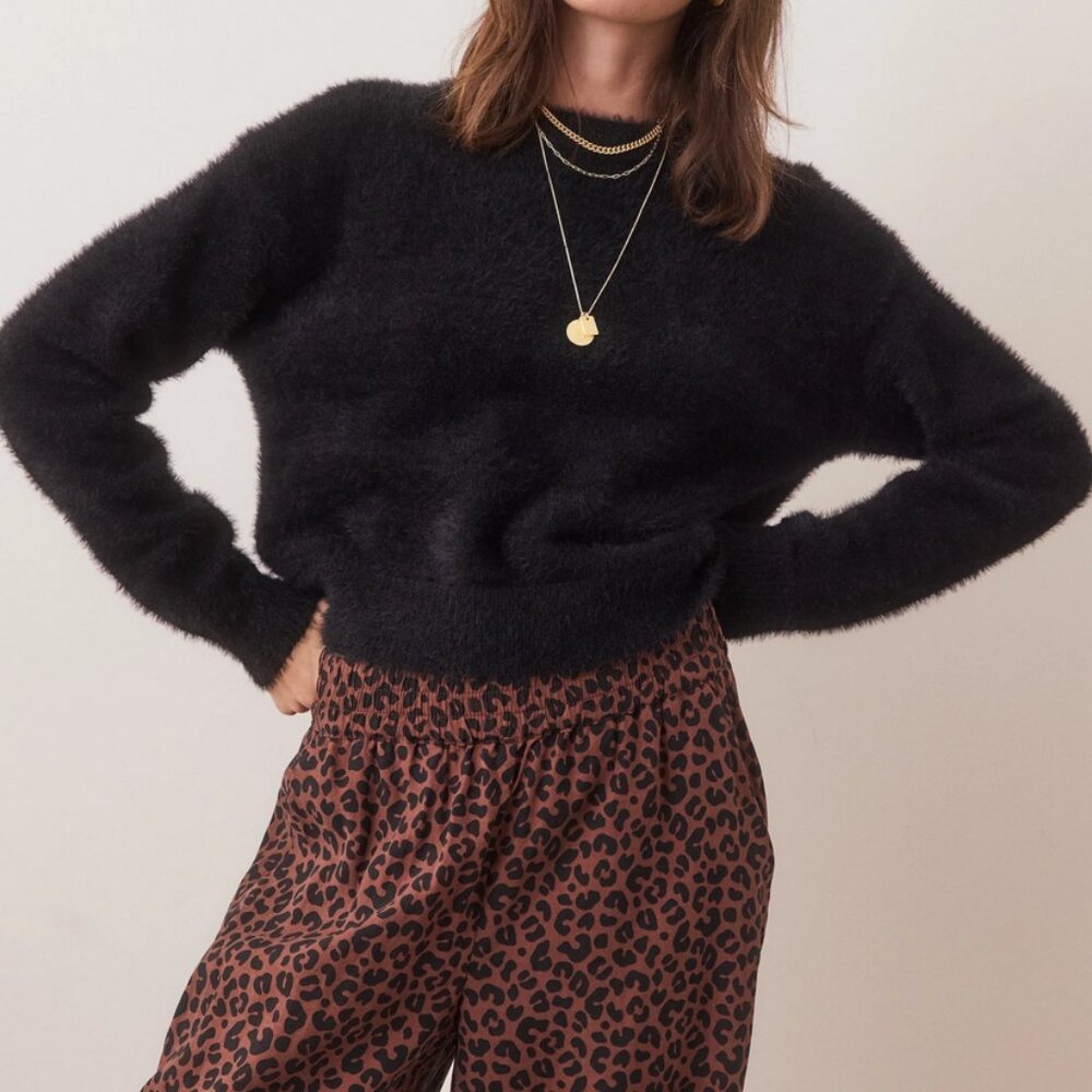 MARINE LAYER Eyelash Cropped Crewneck Sweater - Size Small